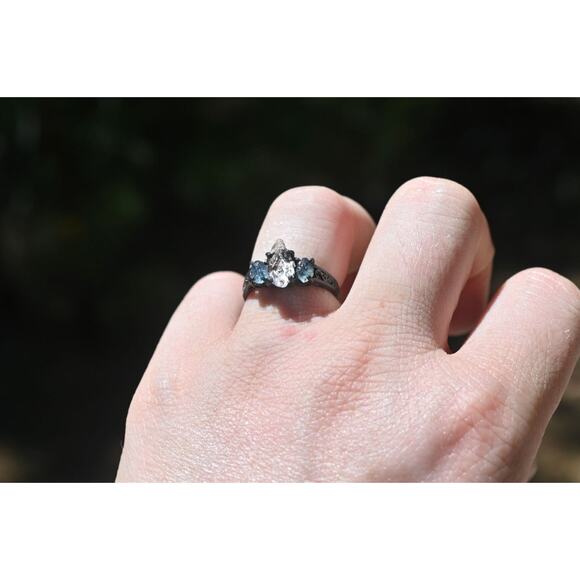 Montana Sapphire Ring, Raw Stone Ring, Bohemian Ring, Unique gift for Her - Picture 1 of 9